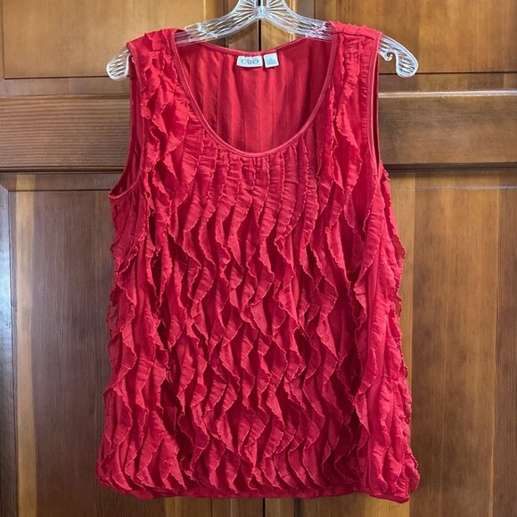 CATO Red Ruffle Tank Top Blouse - Size XL - Sleeveless with Stretch - Picture 1 of 7